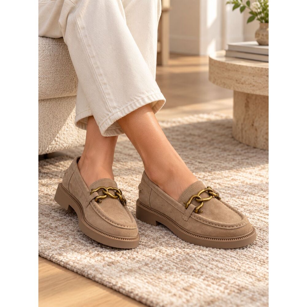 Steve Madden Horsebit Loafers 5 Suede Moc Toe Business Casual Preppy Tan Karmine
